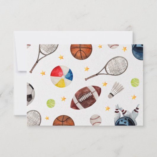 ボーイスポーツ誕生日写真サンキューカード サンキューカード (裏面)