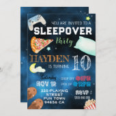 ボーイスリーポバーピザパジャマ誕生日 招待状 (正面/裏面)