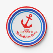 ボーイズいかり7歳の誕生日カスタマイズプレート ペーパープレート (正面)