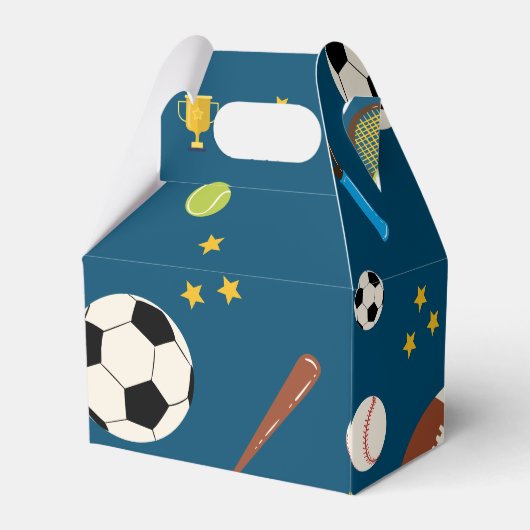 ボーイズおもしろいスポーツをテーマにした子供の誕生日パーティー フェイバーボックス (裏面サイド)