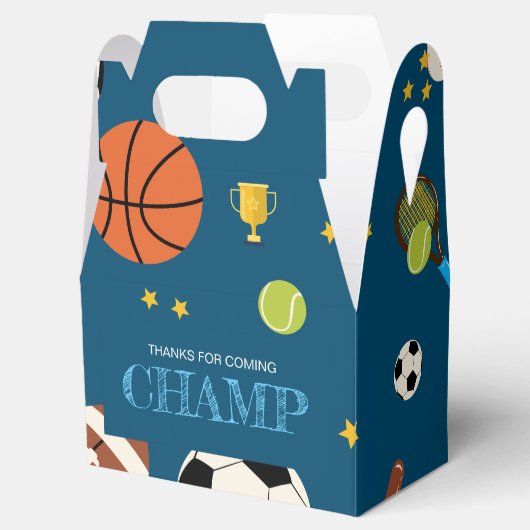 ボーイズおもしろいスポーツをテーマにした子供の誕生日パーティー フェイバーボックス (オープン)