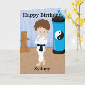 ボーイズおもしろい空手シークレットメッセージハッピーバースデー カード (黄色い花)