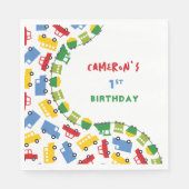 ボーイズおもちゃのおもしろいカラフル輸送誕生日パーティー スタンダードランチョンナプキン (正面)