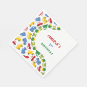 ボーイズおもちゃのおもしろいカラフル輸送誕生日パーティー スタンダードランチョンナプキン (角)