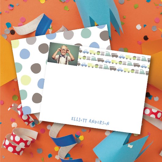 ボーイズおもちゃのおもしろいレトロトランスポート写真キッズサンキュー サンキューカード