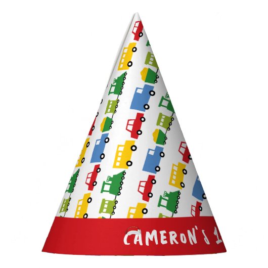 ボーイズおもちゃの車のトラック列車の輸送誕生日 パーティーハット (左)