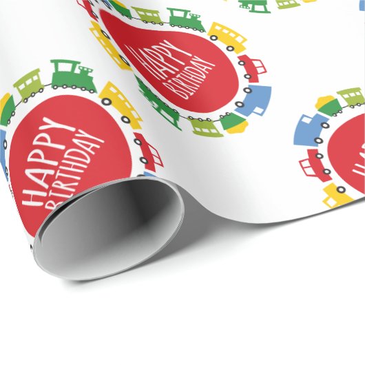 ボーイズおもちゃの輸送車のトラックの列車誕生日 ラッピングペーパー (ロールコーナー)