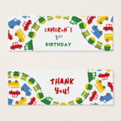 ボーイズおもちゃトランスポート誕生日パーティーDIYギフトラベル (正面&裏面)