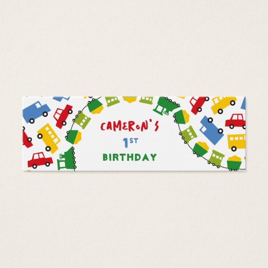 ボーイズおもちゃトランスポート誕生日パーティーDIYギフトラベル (正面)