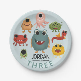 ボーイズかわいいおもしろいモンスター子供の誕生日パーティー ペーパープレート