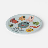 ボーイズかわいいおもしろいモンスター子供の誕生日パーティー ペーパープレート (アングル)