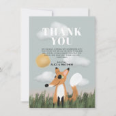 ボーイズかわいいウッドランドフォレストキツネベビーシャワー サンキューカード (正面)