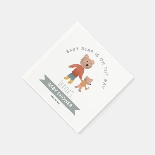ボーイズかわいいウッドランドフォレストベビーベア スタンダードカクテルナプキン (角)