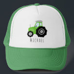 ボーイズかわいいグリーントラクターファームと名前キッズ キャップ<br><div class="desc">この可愛い子供のモダントラック車の帽子のデザインは、緑のファームのトラクターの漫画と宇宙あなたの男の子の名前を追加する。トラクター好きの農家に最適！</div>