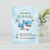 ボーイズかわいいザシーシャーク海誕生日 招待状 (スタンド正面)