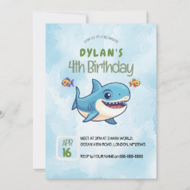 ボーイズかわいいザシーシャーク海誕生日 招待状