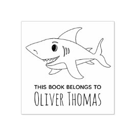 ボーイズかわいいシャークキッズ蔵書票 ラバースタンプ