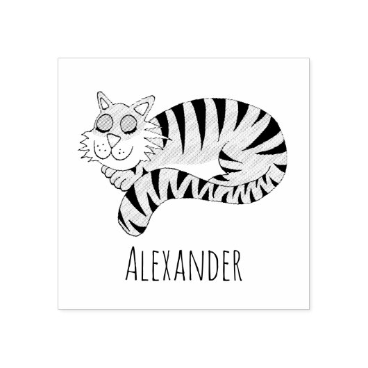 ボーイズかわいいジャングルタイガースクール蔵書票 ラバースタンプ (インプリント)