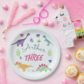 ボーイズかわいいジャングルTレックス恐竜誕生日 ペーパープレート (パーティー)