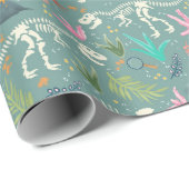 ボーイズかわいいジュラ紀の恐竜の化石子供の誕生日 ラッピングペーパー (ロールコーナー)