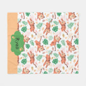 ボーイズかわいいタイガーワイルドジャングルサファリキッズネーム フリースブランケット (正面(横))