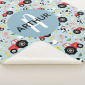 ボーイズかわいいファーム動物トラクターパターン&名前キッズ シェルパブランケット (3/4)