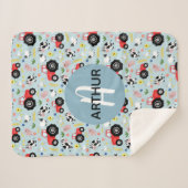 ボーイズかわいいファーム動物トラクターパターン&名前キッズ シェルパブランケット (正面(横))