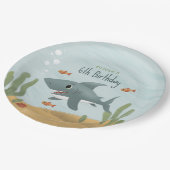 ボーイズかわいいブルーザシーシャーク子供の誕生日 ペーパープレート (アングル)