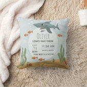 ボーイズかわいいブルーシャーク記念誕生統計 クッション (ブランケット)