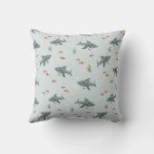 ボーイズかわいいブルーシャーク記念誕生統計 クッション (裏面)