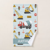 ボーイズかわいいブルーディガー建築パターンキッズ バスタオルセット (ハンドタオル)