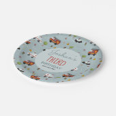 ボーイズかわいいブルートランスポートパターン誕生日キッズ ペーパープレート (アングル)