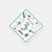 ボーイズかわいいブルートレイントラック子供の誕生日 スタンダードカクテルナプキン (角)