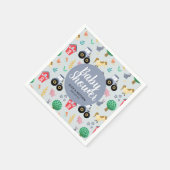 ボーイズかわいいブルーファームトラクターパターンベビーシャワー スタンダードカクテルナプキン (角)