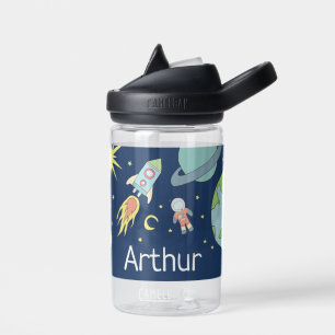 ボーイズかわいいブルーロケット船宇宙キッズスクール ウォーターボトル