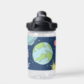 ボーイズかわいいブルーロケット船宇宙キッズスクール ウォーターボトル (背面)