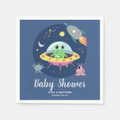 ボーイズかわいいブルー宇宙エイリアンベビーシャワーナプキンズ スタンダードカクテルナプキン (正面)