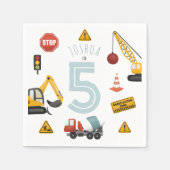 ボーイズかわいいブルー建築キッズキッズ5th誕生日 スタンダードカクテルナプキン (正面)