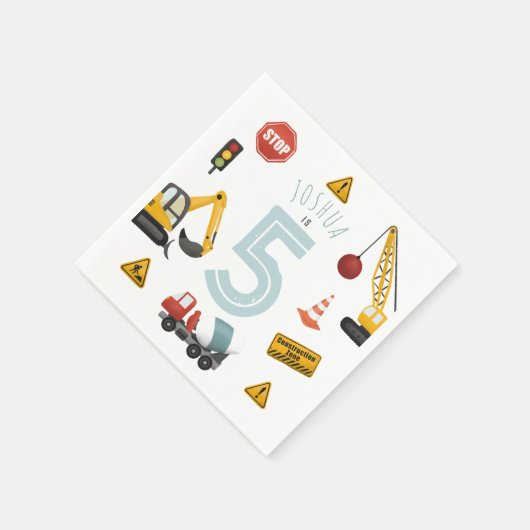 ボーイズかわいいブルー建築キッズキッズ5th誕生日 スタンダードカクテルナプキン (角)