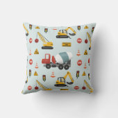 ボーイズかわいいブルー建築セメントミキサーキッズ クッション (裏面)