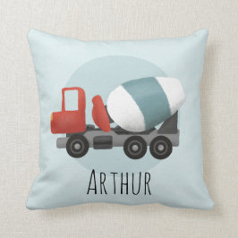 ボーイズかわいいブルー建築セメントミキサーキッズ クッション