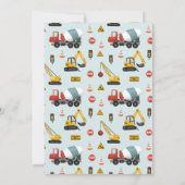 ボーイズかわいいブルー建築ディガー赤ちゃんシャワー 招待状 (裏面)