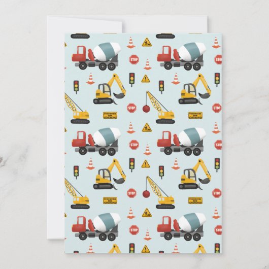 ボーイズかわいいブルー建築ディガー赤ちゃんシャワー 招待状 (裏面)