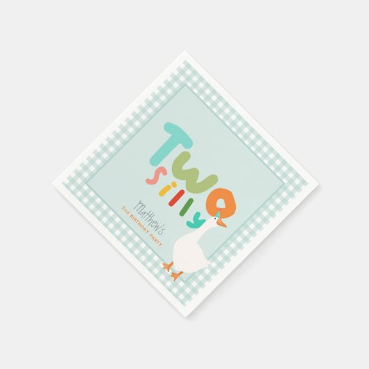 ボーイズかわいいブルー間抜けツーグース第2誕生日 スタンダードカクテルナプキン (角)