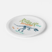 ボーイズかわいいブルーTレックス恐竜ディグ子供の誕生日 ペーパープレート (アングル)