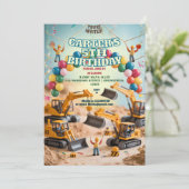 ボーイズかわいいモダン建築トラック建物セット 招待状 (スタンド正面)