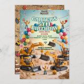 ボーイズかわいいモダン建築トラック建物セット 招待状 (正面/裏面)