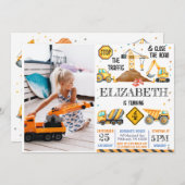 ボーイズかわいいモダン建築子供の誕生日 招待状 (正面/裏面)