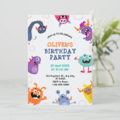 ボーイズかわいいモンスター子供の誕生日パーティの招待状 招待状 (スタンド正面)