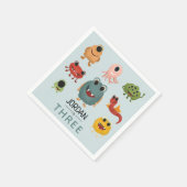ボーイズかわいいモンスター子供の誕生日パーティー スタンダードカクテルナプキン (角)
